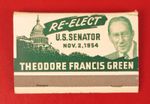 1954 US SENATOR THEODORE FRANCIS GREEN AIRPORT RI POLITICAL MATCHBOOK MATCHES