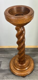 French Vintage Carved Oak Plant Stand Barley Twist Pedestal LOT 3889