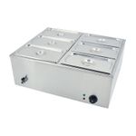 6 Pots Commercial Bain Marie Food Warmer Wet Well GN Pan 1/3 Stainless Steel