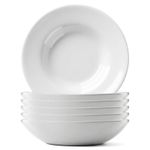 6x Round Opalware Pasta Bowls 20cm White Dinner Plate Serving Dish Set
