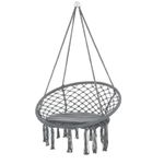 Outsunny Macrame Hanging Chair Swing Hammock for Indoor & Outdoor Use Grey