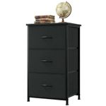 Slim 3 Drawer Fabric Dresser & Wood Top Bedroom Storage 42x30x71cm Easy Assemble
