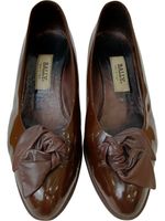 Bally Brown Leather Bow Detail Women's Heels Size 40 Authentic Vintage Preloved