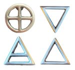 Set Of 4 Earth, Water, Air, Fire Sign Handcrafted From English Pewter Pin Badges