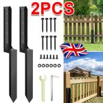 2 PCS Heavy Duty Steel Fence Post Repair Stake Anchor Ground Spikes