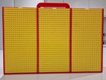 Lego Storage Case Box Red  Vintage.  3 Yellow Slide Lids. 3 Compartments