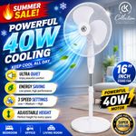 16" Pedestal Fan Free Standing Cooling Fan 3 Speed Oscillation Black or White