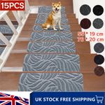15Pcs Self-Adhesive Stair Mats Set Carpet Stair Treads Non Slip Pads Home Decor