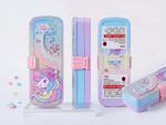 Kids Unicorn Rainbow Cartoon Pencil Case with Clip Closure Multicolour