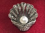 Vintage Style Art Deco Revival Faux Pearl Oyster Clam Shell Brooch