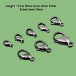 304 Stainless Steel Lobster Claw Clasps Jewellery Findings 9 10 11 12 15 16 19mm