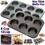 6/12 Cup Non Stick Deep Muffin Baking Pan Tray Tin Cup Cake BunYorkshire Pudding
