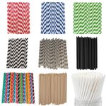 Biodegradable Paper Drinking Straws Retro Vintage Stripe Party Wedding Birthday