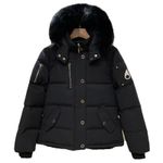 Mens Original Moose Knuckles Parka Jacket S-2XL - Black/White with Fur Hot