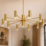 Mid Century Modern Chandelier 10 Light | Italian Brass Sputnik Ceiling Light