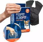 2 x HAND HELD Pet POOPER SCOOPER Poop Scoop with 50 Dog Poo Waste Bags with Ties