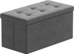 Folding Ottoman Storage Box Pouffe Seat Stool Home Chair Foot stool Bench LINEN