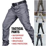 Mens Tactical Trousers Waterproof Multipockets Combat Pants Outdoor Hiking Pants