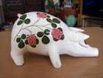 Vintage Wemyss Bovey Tracey Jan Plichta Large Snuffling Pig Flowers & Clover