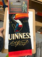 Guinness Gilroy Collection Golf Towel Cotton Logo w/ Hanging Clip Black/Red