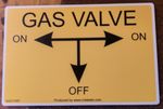 Gas valve label plate with arrows, rigid plastic not adhesive, Pack of 10