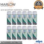 12 X MIPA 1K EPOXY PRIMER AEROSOL 400ML - GREY - FAST DRYING HIGH BUILD SPRAY