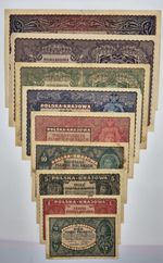 Poland banknote 1/2_1_5_10_20_100_500_1000_5000 Polish  Mark Set Lot 1919 1920