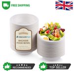 Strong Round Bagasse Bowls Sugarcane Disposable Party Biodegradable 7 - 11 inch
