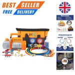 3CFM AC , 4 Way Manifold Gauge Kit Vacuum Pump for Mini Split/HVAC/AUTO with ...