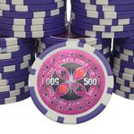 50 x Poker Chips 40mm Casino Style 500 Ultimate Poker Chip Set Purple
