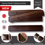 Pack of 6 Plastic Fence Panel Capping Strips, BROWN, Fit 6ft Fence Panel. GT0089