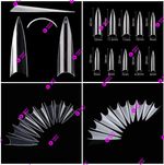 600x STILETTO Extra Long Straight Pointed HALF COVER False Nail Tips - UK SELLER