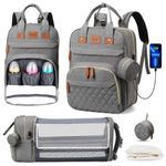 3 In 1 Diaper Bag Backpack Foldable Baby Bed Waterproof Travel Bag with USB Char