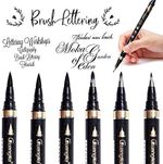 Calligraphy Pens - 6pcs Calligraphy Set for Beginners Refillable Black Brush Ma