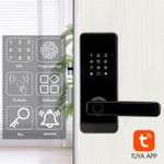 Smart Door Lock Fingerprint App Remote Control,WIFI Digital Touchscreen Black