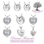 Silver Heart Family Cremation Ashes Urn Pendant - Keepsake Dad Mum Nan Necklaces