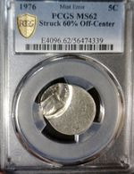 1976 ERROR PCGS MS62 OFF CENTER Bicentennial Jefferson Nickel NICE BU + O/C Coin
