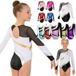 UK Girls Long Sleeve Gymnastics Leotard Ballet Dance Unitard Skating Bodysuit 
