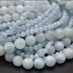 Aquamarine Round Beads - 4mm 6mm 8mm 10mm - 14" Strand, for Jewellery Making