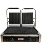 Commercial Double Contact Grill Full Grooved Panini Press Sandwich Toaster 3.6kw