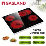GASLAND Ceramic Hob 60 cm Electric Cooktop Burner, Built-in Glass Cooker 6600 W
