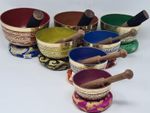 Tibetan 7 Chakra Singing Bowls Meditation Healing- sets of 7 colourful bowls