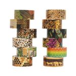 12 Rolls Washi Tape Set DIY Scrapbooking Paper Adhesive Craft - Foil Wild Animal