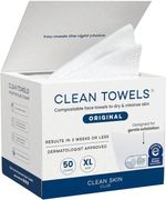 Clean Skin Club Clean Towels XL®, 100% USDA Biobased Face Towel, Disposable Face