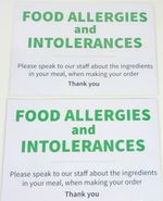 Food  Allergies Intolerance Sign Poster X 2 Laminated Safer Food Better Business