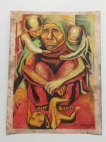 David Alfaro Siqueir Drawing on paper (Handmade) signed and stamped mixed media.