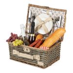 4 Person Luxury Wicker Basket Outdoor Picnic Hamper Set with Rug/Blanket Willow 