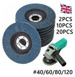 2/10/20X FLAP GRINDING SANDING DISCS 115mm 4.5" 40 60 80 120 GRIT ANGLE WHEEL