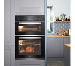 BEKO BBXDF25300X Electric Built In Double Oven - Stainless Steel & Black Glass