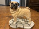 Pug Dog Figurine - Hand Painted Resin Collectible Statue On Stone Base 2”x 3”